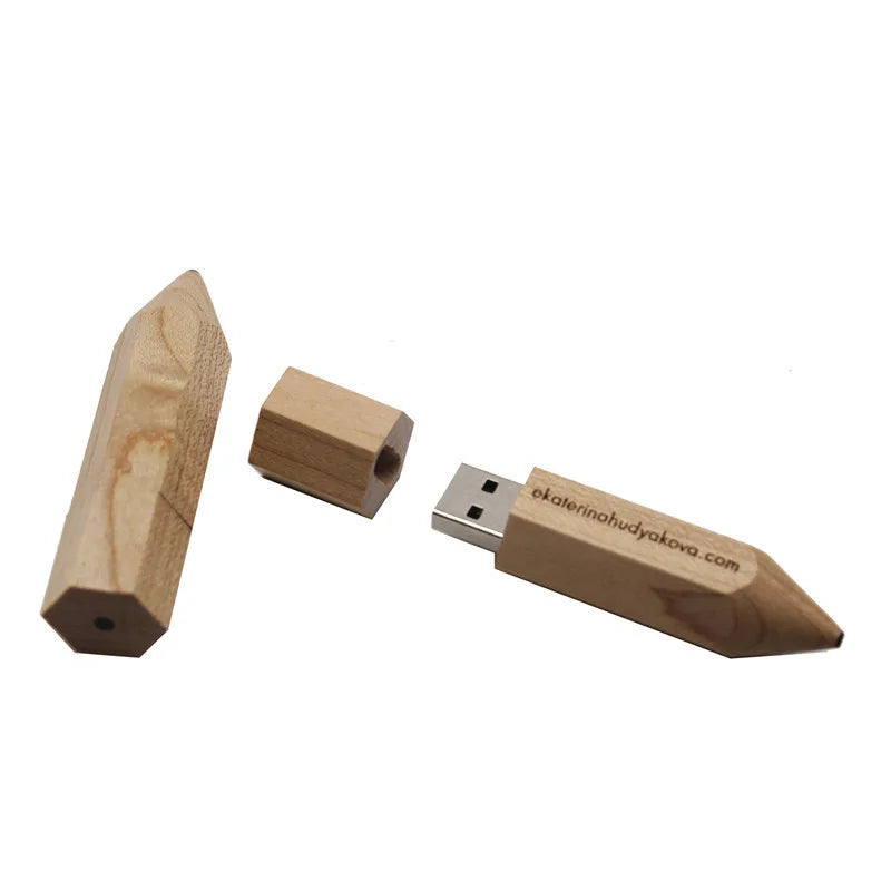 Clé USB bois personnalisable forme crayon de papier stylo bambou gravure laser logo texte promotion entreprise goodies durable - lebois-eco.com