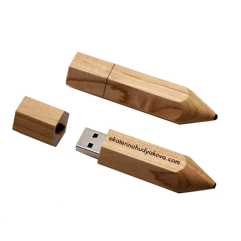 Clé USB bois personnalisable forme crayon de papier stylo bambou gravure laser logo texte promotion entreprise goodies durable - lebois-eco.com
