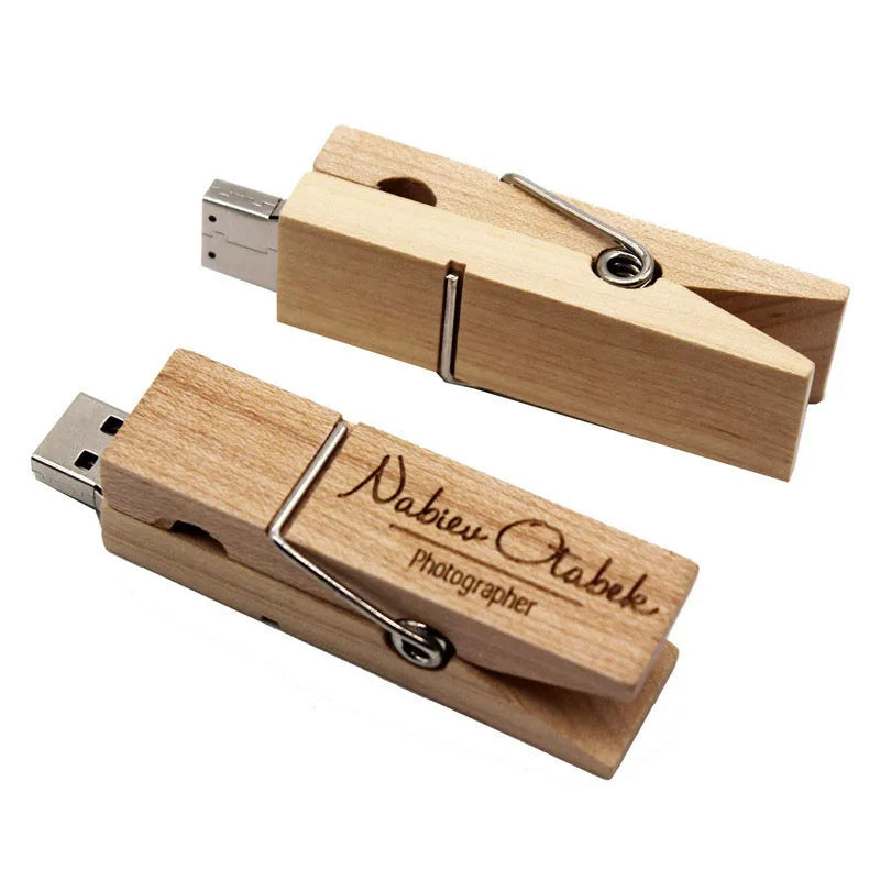 Clé usb 3.0 bois pince à linge clip papier personnalisable logo texte cadeaux promotion entreprise mariage photographe durable - lebois-eco.com