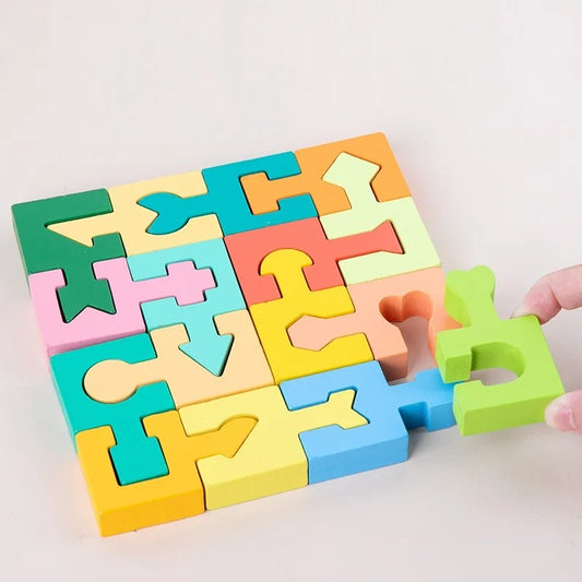 Jouet enfant jeu puzzle 3D en bois à assembler forme géométrique apprentissage couleurs enfants cadeau noël anniversaire éducatif durable - lebois-eco.com