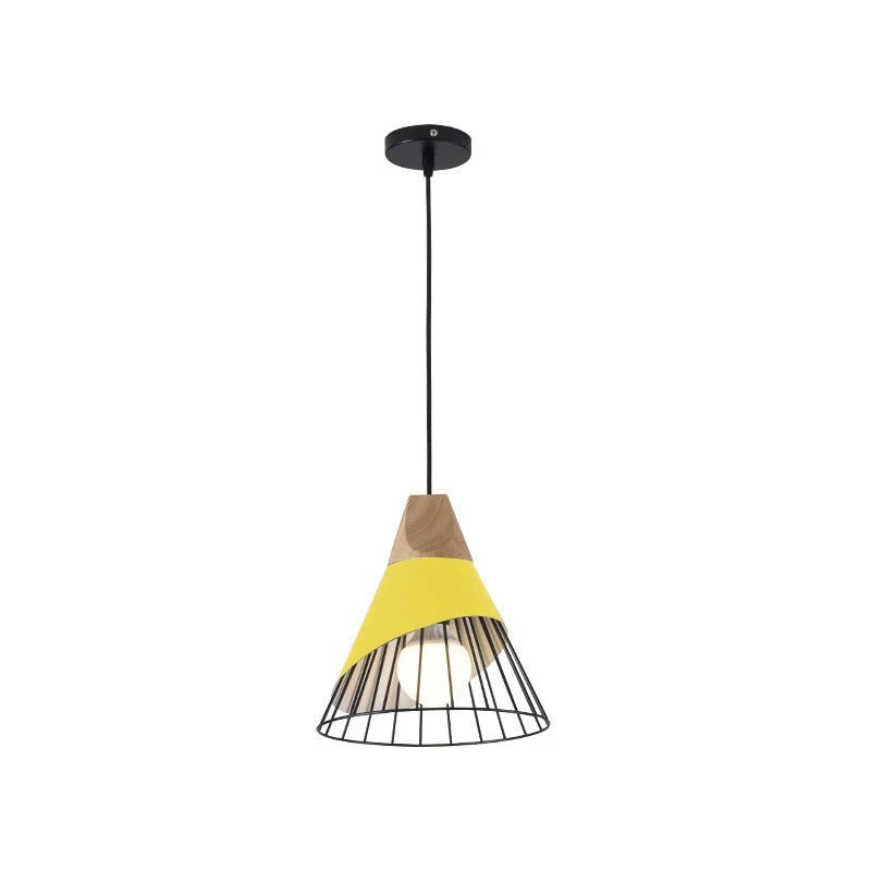 Lampe suspension industrielle bois métal moderne intérieur chambre maison décoration lumière led durable - lebois-eco