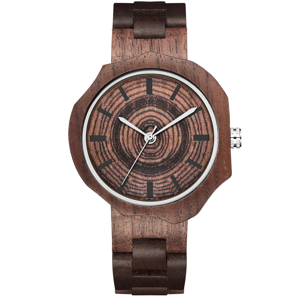 Montre bois bambou quartz unisexe versatile coupe irrégulière cadeau original anniversaire noël mariage tendance intemporel écologique durable - lebois-eco.com