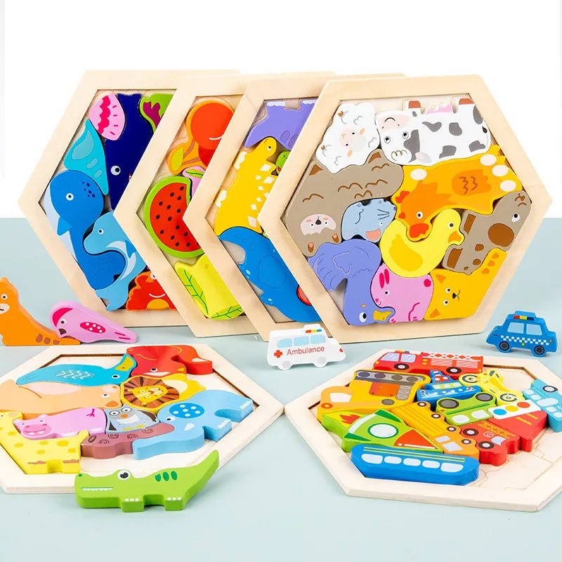 Puzzle en bois - Puzzle animaux en bois et construction enfant – L