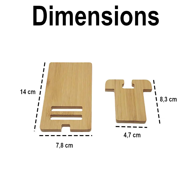Support universel bois bambou pour téléphone portable démontable à 2 inclinaisons bureau décoration rechargement pratique durable- lebois-eco.com