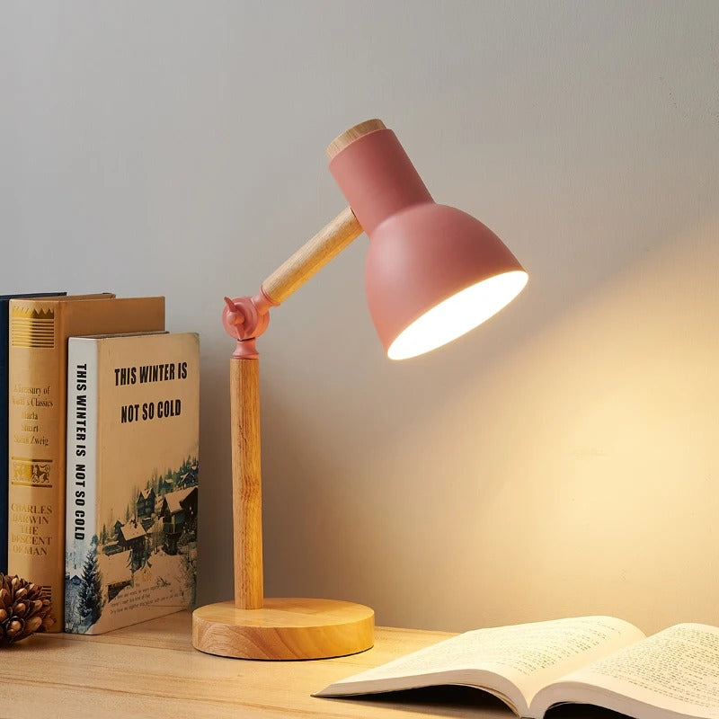 Lampe nordique minimaliste LED en bois naturel pour espace de travail moderne