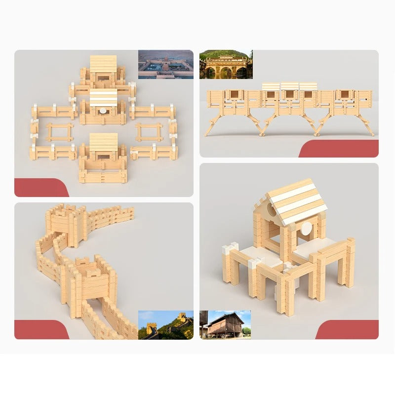Détail du bois massif non traité, blocs de construction durables et sécurisés