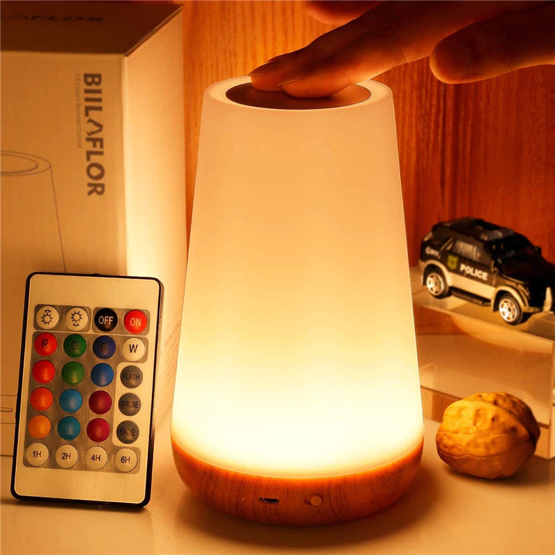 Lampe de chevet / veilleuse tactile en abs couleur bois