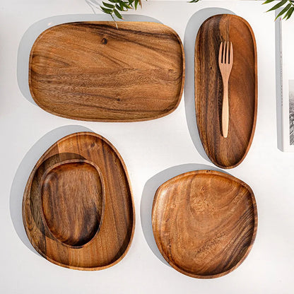 Assiette plat bois naturel noyer style japonais repas dressage table sushi fruit sec décoration diner écologique durable - lebois-eco.com