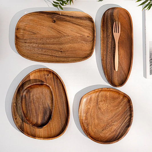 Assiette plat bois naturel noyer style japonais repas dressage table sushi fruit sec décoration diner écologique durable - lebois-eco.com