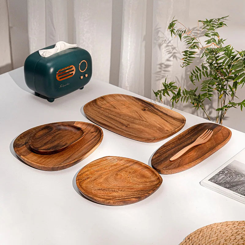 Assiette plat bois naturel noyer style japonais repas dressage table sushi fruit sec décoration diner écologique durable - lebois-eco.com
