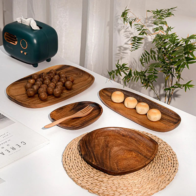 Assiette plat bois naturel noyer style japonais repas dressage table sushi fruit sec décoration diner écologique durable - lebois-eco.com