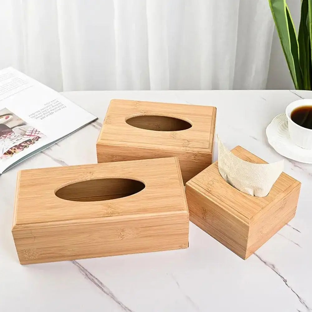 Boîte à mouchoirs bambou bois insertion tiroir 3 tailles décoration intérieur salon chambre à coucher rhume écologique durable - lebois-eco.com