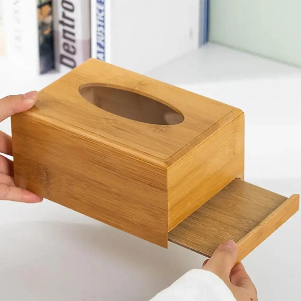Boîte à mouchoirs bambou bois insertion tiroir 3 tailles décoration intérieur salon chambre à coucher rhume écologique durable - lebois-eco.com