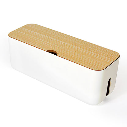 Boîte cache câble organiseur bureau range bois érable multiprises chargeur téléphone sécurité rangement écologique responsable renouvelable environnement - lebois-eco.com