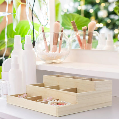 Boîte de rangement bois 3 niveaux pour bijoux parfums produits cosmétiques accessoires salle de bain bureau écologique durable - lebois-eco.com