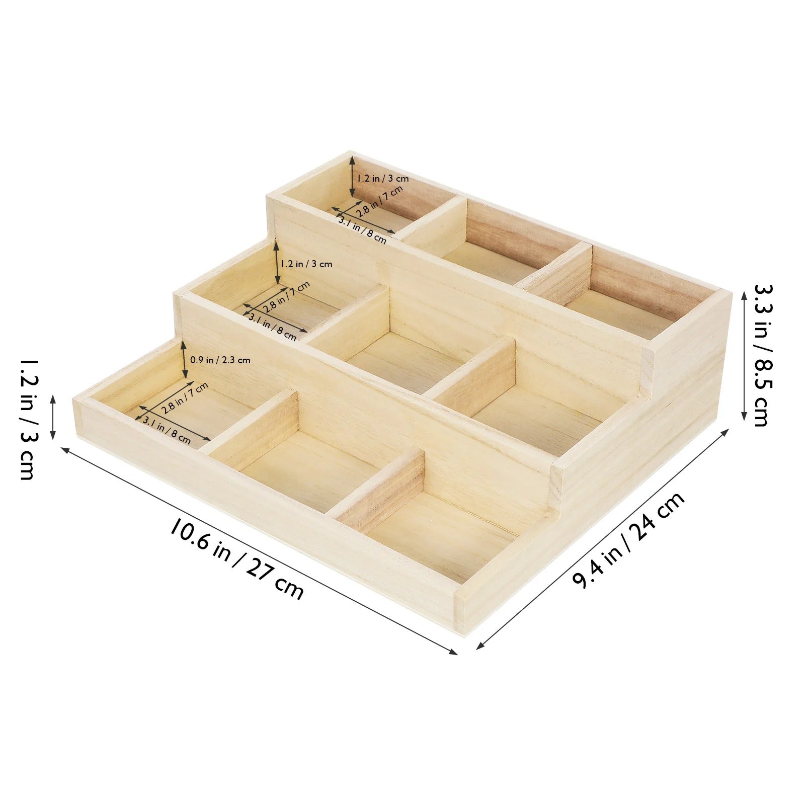 Boîte de rangement bois 3 niveaux pour bijoux parfums produits cosmétiques accessoires salle de bain bureau écologique durable - lebois-eco.com