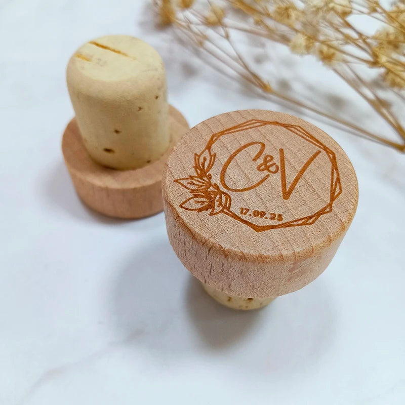 Bouchon liège vin personnalisable logo custom mariage fête anniversaire cadeau repas écologique durable recyclable - lebois-eco.com