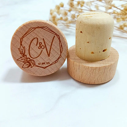 Bouchon liège vin personnalisable logo custom mariage fête anniversaire cadeau repas écologique durable recyclable - lebois-eco.com