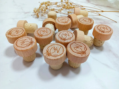Bouchon liège vin personnalisable logo custom mariage fête anniversaire cadeau repas écologique durable recyclable - lebois-eco.com