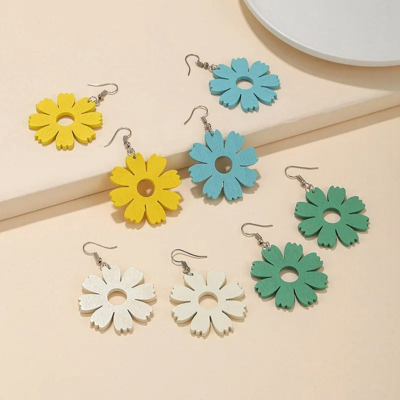 Boucles oreilles femme bijoux bois style rétro décontracté saison estival été cadeaux anniversaire mariage événements durable - lebois-eco.com