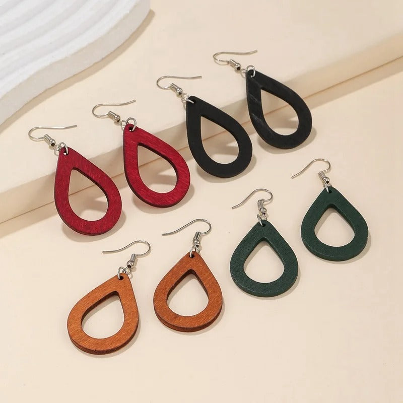 Boucles oreilles femme bijoux bois style rétro décontracté saison estival été cadeaux anniversaire mariage événements durable - lebois-eco.com