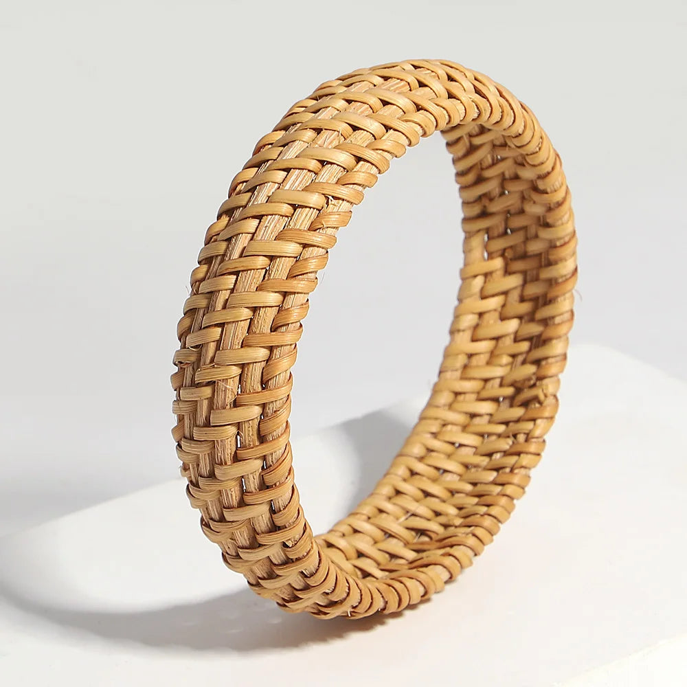 Bracelet rotin bois femme tissé bijou style bohème rétro vintage accessoires beauté élégance mode écologique durable - lebois-eco.com