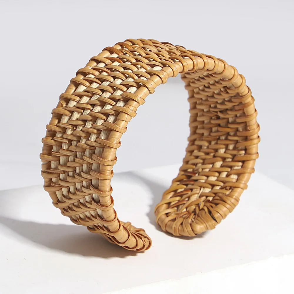 Bracelet rotin bois femme tissé bijou style bohème rétro vintage accessoires beauté élégance mode écologique durable - lebois-eco.com