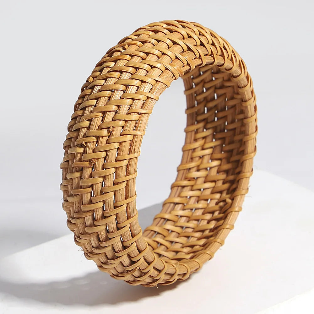 Bracelet rotin bois femme tissé bijou style bohème rétro vintage accessoires beauté élégance mode écologique durable - lebois-eco.com
