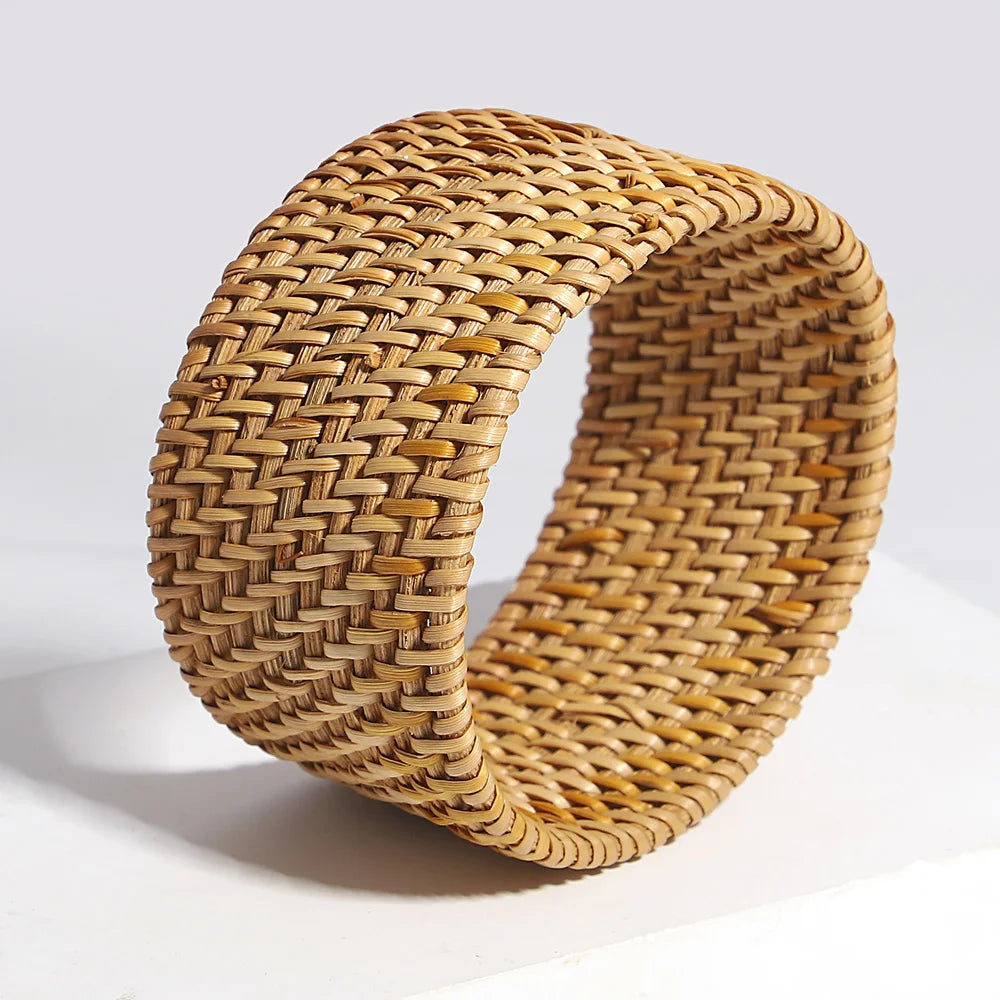 Bracelet rotin bois femme tissé bijou style bohème rétro vintage accessoires beauté élégance mode écologique durable - lebois-eco.com