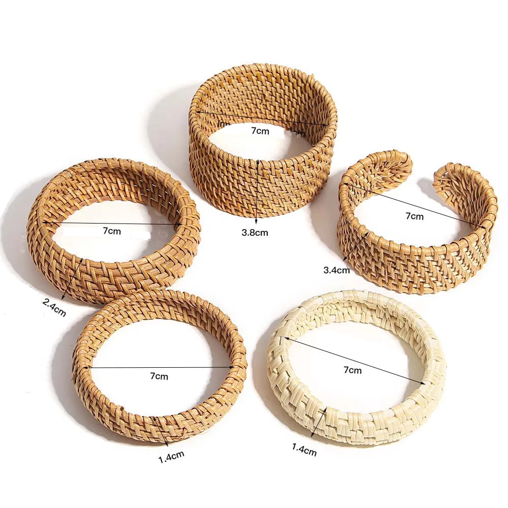 Bracelet rotin bois femme tissé bijou style bohème rétro vintage accessoires beauté élégance mode écologique durable - lebois-eco.com