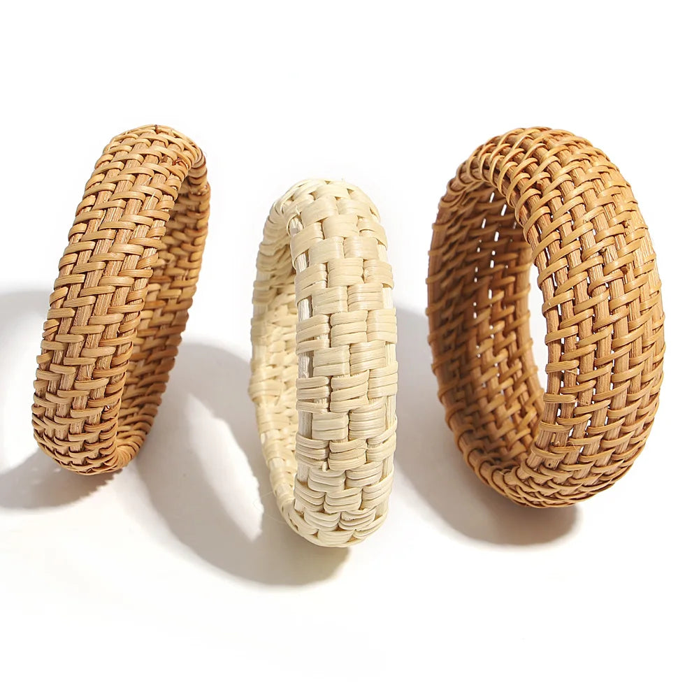 Bracelet rotin bois femme tissé bijou style bohème rétro vintage accessoires beauté élégance mode écologique durable - lebois-eco.com