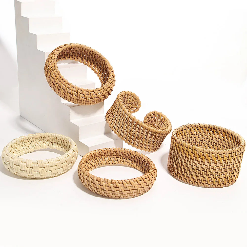 Bracelet rotin bois femme tissé bijou style bohème rétro vintage accessoires beauté élégance mode écologique durable - lebois-eco.com