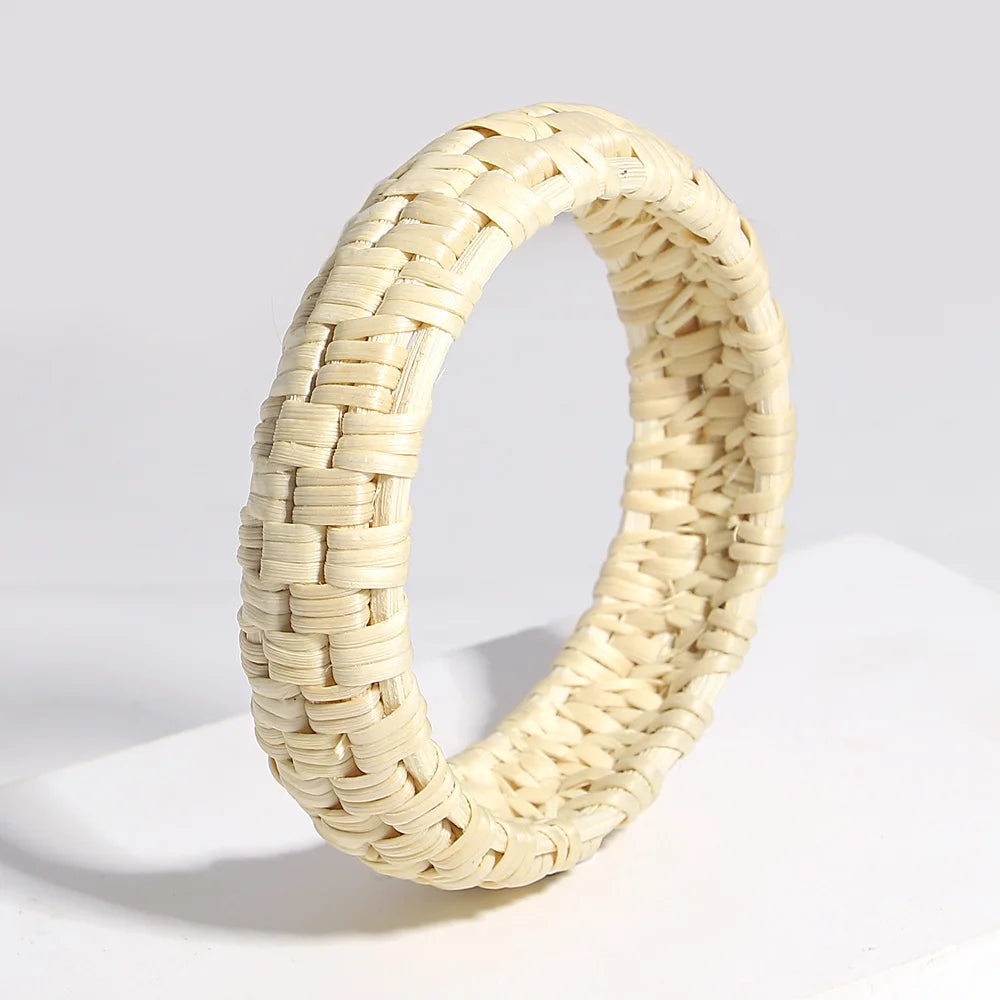 Bracelet rotin bois femme tissé bijou style bohème rétro vintage accessoires beauté élégance mode écologique durable - lebois-eco.com