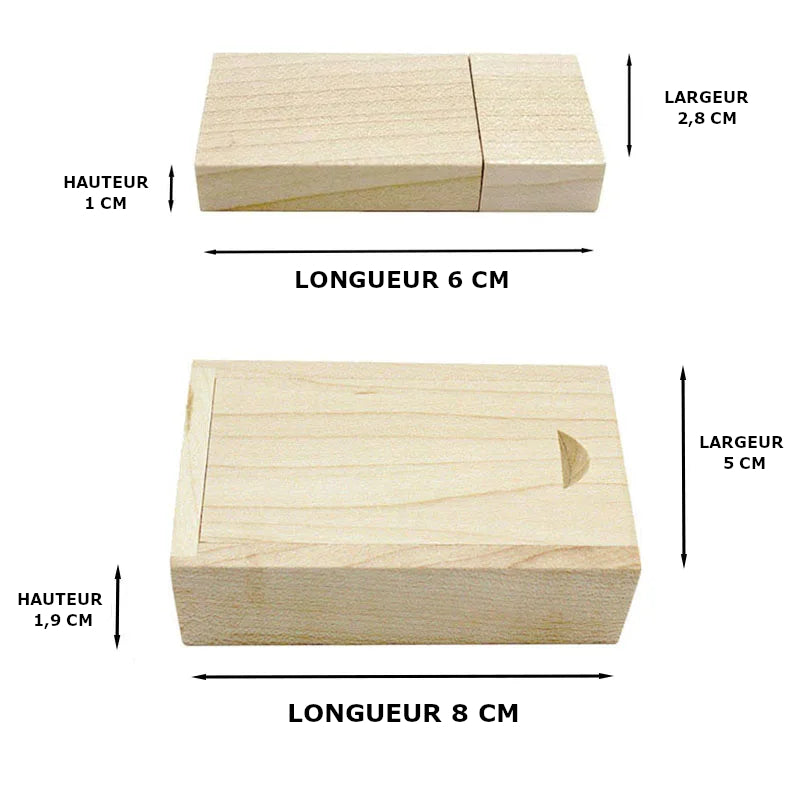 Coffret clé USB 3.0 bois personnalisable logo nom prénom custom gravure laser sur mesure promotion entreprise cadeau mariage anniversaire photographie - lebois-eco.com