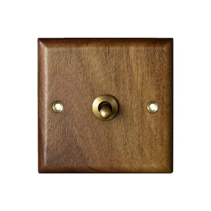 Interrupteur prise murale usb bois noyer laiton retro vintage décoration intérieure maison cuisine professionnel hotellerie restauration durable - lebois-eco.com