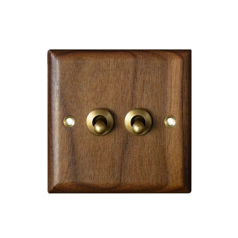 Interrupteur prise murale usb bois noyer laiton retro vintage décoration intérieure maison cuisine professionnel hotellerie restauration durable - lebois-eco.com