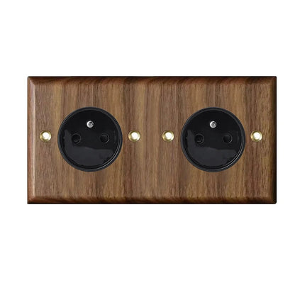 Interrupteur prise murale usb bois noyer laiton retro vintage décoration intérieure maison cuisine professionnel hotellerie restauration durable - lebois-eco.com