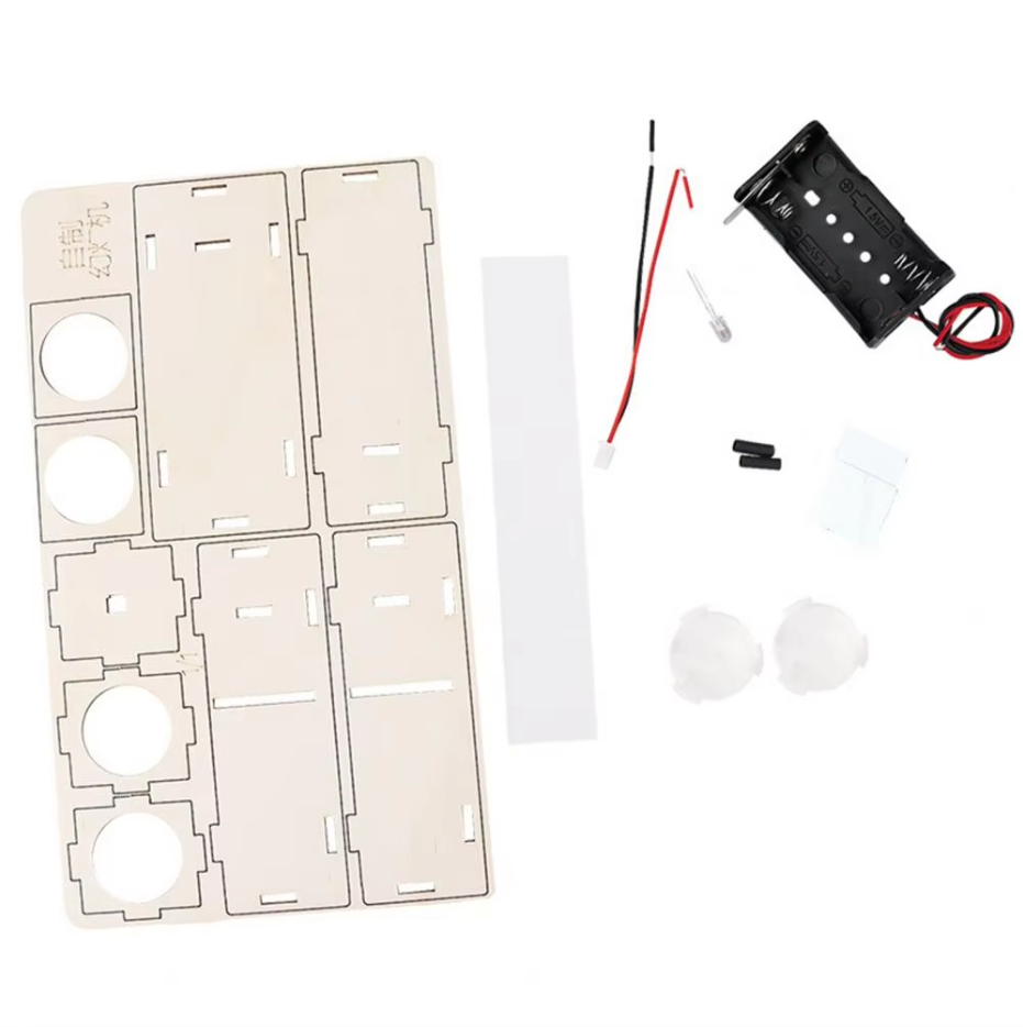 Kit complet projecteur lumière en bois à assembler composants électroniques jouet éducatif expérimentation scientifique enfant cadeau noël anniversaire durable - lebois-eco.com