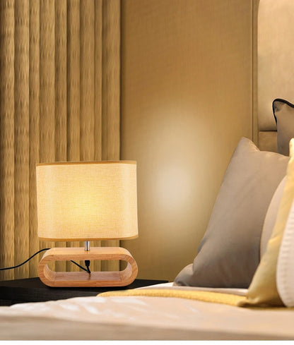 Lampe de chevet style scandinave bois tissu salon chambre à coucher hôtel bureau cadeau anniversaire décoration intérieure durable - lebois-eco.com