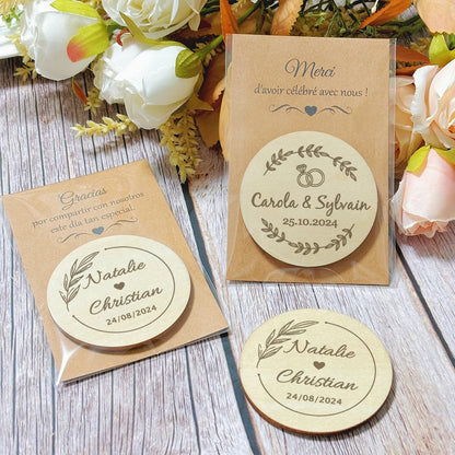 Magnet aimant en bois personnalisable exemple de gravure laser