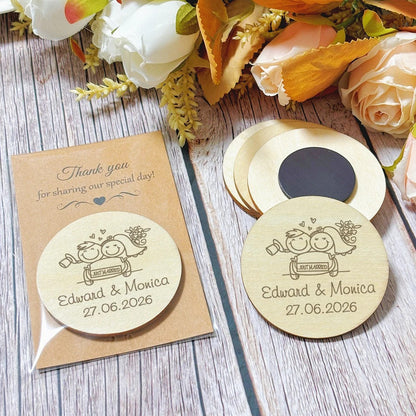 Magnet aimant en bois personnalisable exemple de gravure laser avec packaging