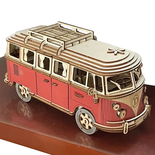 Maquette modélisme bois camping car van Volkswagen jouet do it yourself assemblage construction fait main cadeau noël enfant adolescent adulte durable écologique - lebois-eco.com