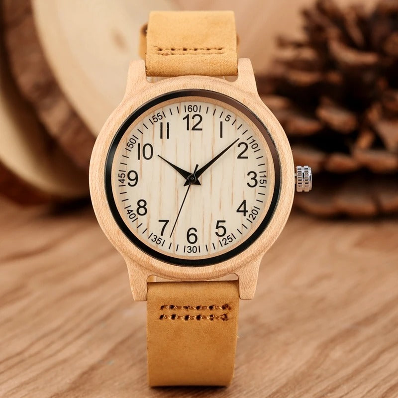 Montre bois bambou quartz alba femme cadeau original anniversaire noël mariage tendance intemporel écologique durable - lebois-eco.com