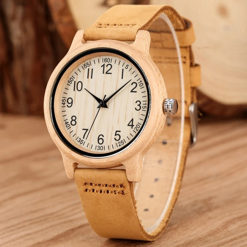 Montre bois bambou quartz alba femme cadeau original anniversaire noël mariage tendance intemporel écologique durable - lebois-eco.com