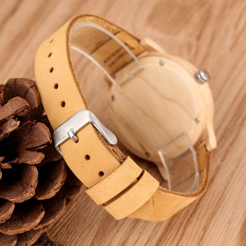 Montre bois bambou quartz alba femme cadeau original anniversaire noël mariage tendance intemporel écologique durable - lebois-eco.com