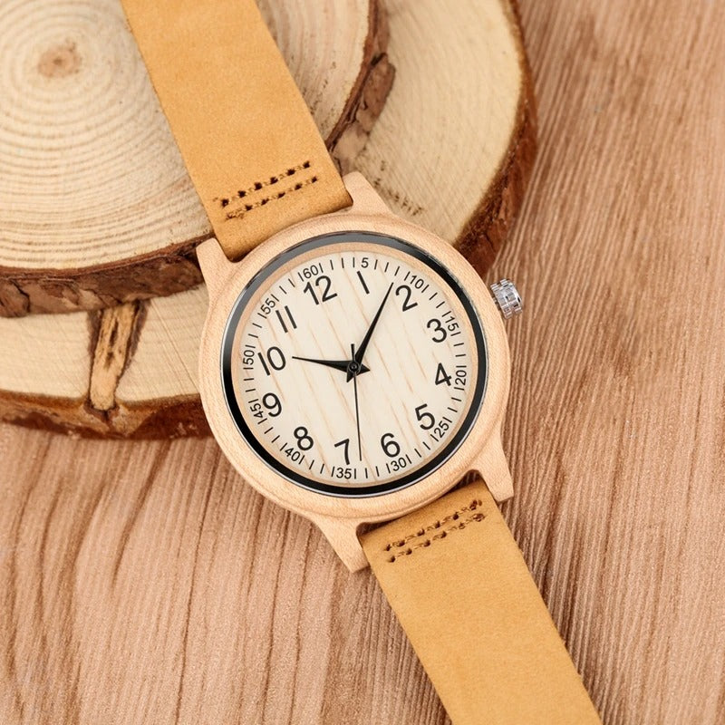 Montre bois bambou quartz alba femme cadeau original anniversaire noël mariage tendance intemporel écologique durable - lebois-eco.com