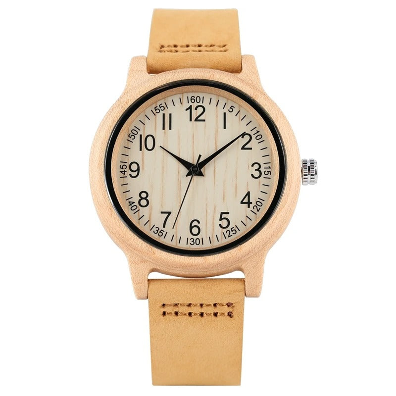 Montre bois bambou quartz alba femme cadeau original anniversaire noël mariage tendance intemporel écologique durable - lebois-eco.com