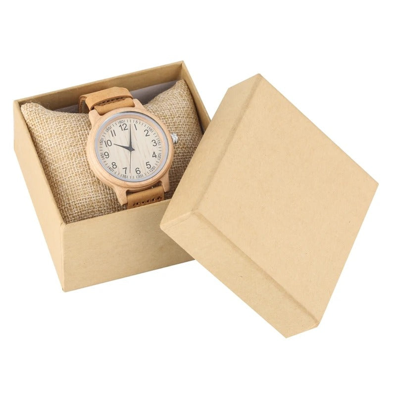 Montre bois bambou quartz alba femme cadeau original anniversaire noël mariage tendance intemporel écologique durable - lebois-eco.com