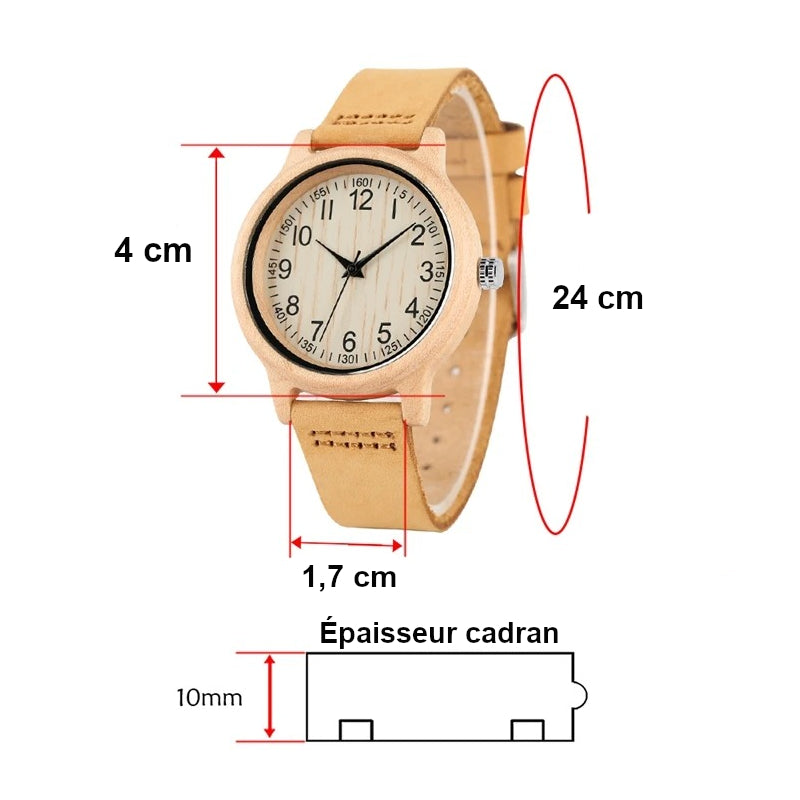 Montre bois bambou quartz alba femme cadeau original anniversaire noël mariage tendance intemporel écologique durable - lebois-eco.com