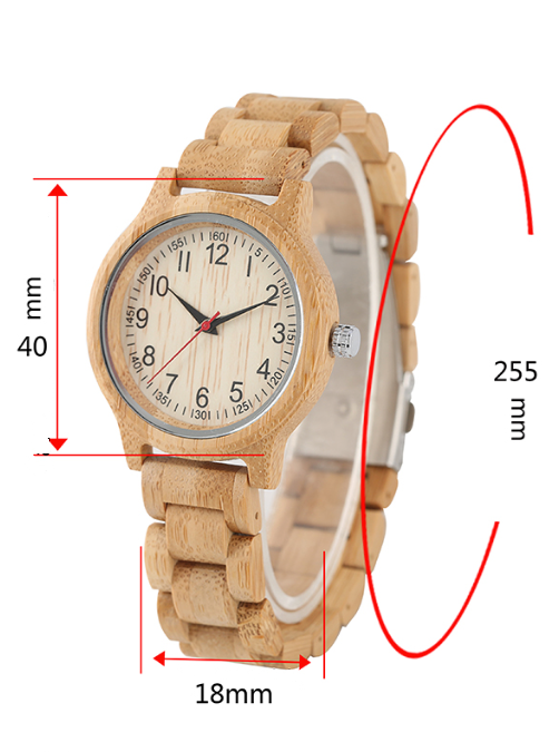 Montre bois bambou quartz femme cadran rond bracelet heure cadeau anniversaire mariage accessoire bijoux art fermoir metal environnement ecologie renouvelable reponsable - lebois-eco.com